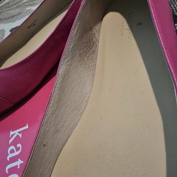 Kate Spade Braylee Deep Pink Nappa Flats with Gold Bow - Picture 4 of 6